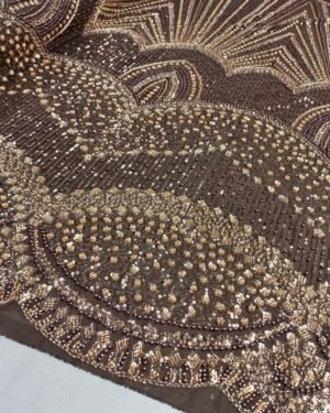 Adiya Sequins Beaded lace-Brown