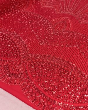 Adiya Sequins Beaded lace-Red