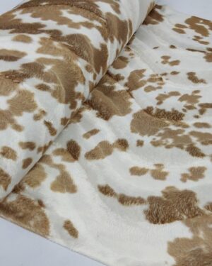 Faux Fur Fabric -Cream & White