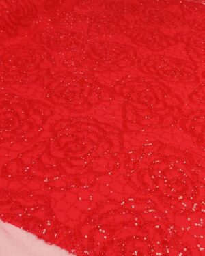 Adrianna Sequins Beaded Lace-Red