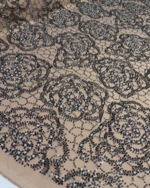Adrianna Sequins Beaded Lace-Skin Color & Black