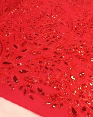 Ruby Sequins Beaded Lace-Red