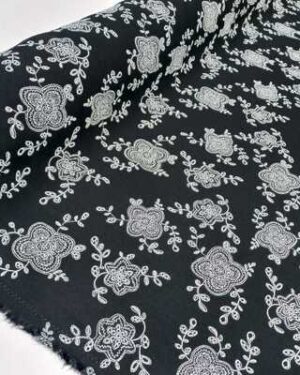 CAPRI LINEN LOOK PUFF FLORAL-BLACK-GENERAL